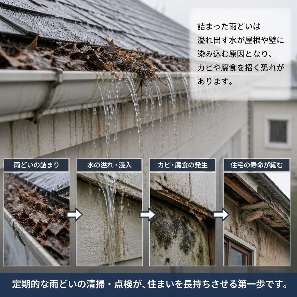 雨どいの詰まりが引き起こすリスク